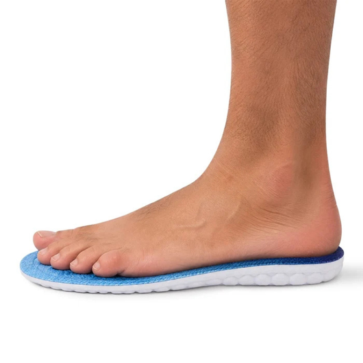 Fot med 4D inläggssula, sedd från sidan