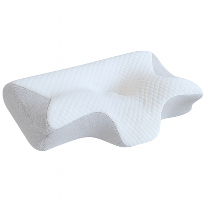 Ortopedisk memory foam kudde som stödjer nacke och huvud för att lindra stel nacke, förbättra blodflödet och minska muskelspänningar.