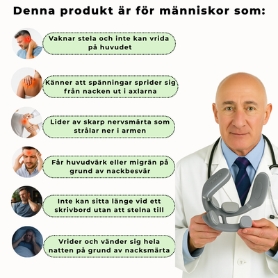 Nackmassageprodukt för personer med nacksmärta, migrän, muskelspänningar, nervsmärta och stel nacke