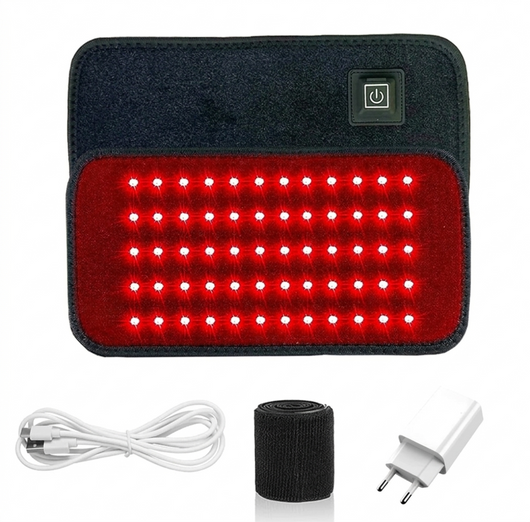 NordCura™ Rödljusterapi bälte med 60 infraröda LED-dioder för smärtlindring och muskelåterhämtning – flexibel dyna med USB-laddning och justerbar rem