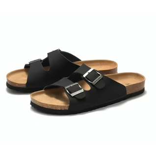 Sandaler med Korkbotten & Dubbla Remmar – Komfortsandaler för Sommar & Strand