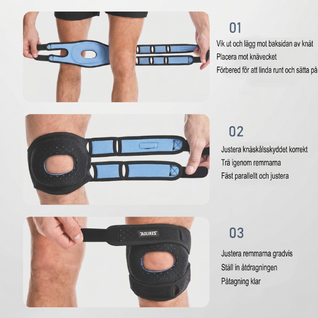 Knästöd med Patellastabilisering & Gelkudde – Justerbart & Ventilerande för Träning & Vardag
