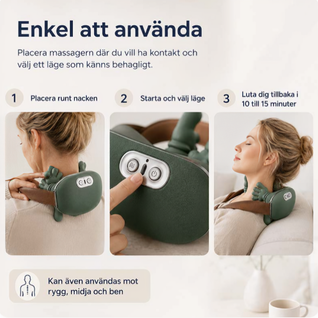 Elektrisk Nackmassager med Värme & Knådning – 3 Lägen för Nacke, Axlar & Rygg