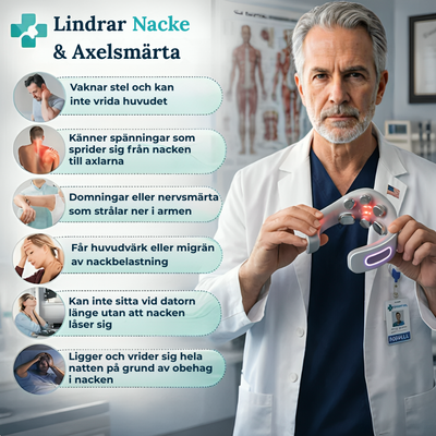 NeuroRelax Pro 2.0 – elektrisk nackmassager med EMS 3.0-teknologi och inbyggd rödljusbehandling för djup muskelstimulering och nacksmärta