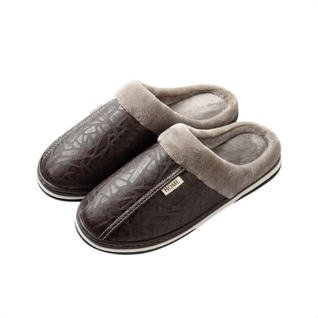Varmfodrade Innetofflor i Konstläder – Halkfria Slip-On Tofflor med Varm Krage