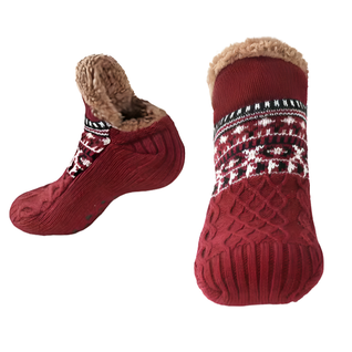 Varma Halksockor Stickade – Fleecefodrade Sockor med Halkskydd för Kalla Fötter