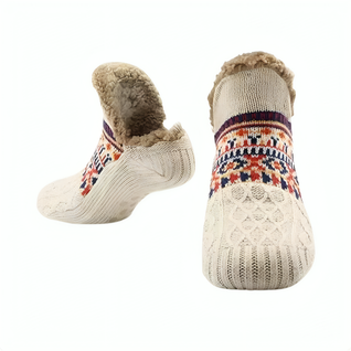 Varma Halksockor Stickade – Fleecefodrade Sockor med Halkskydd för Kalla Fötter